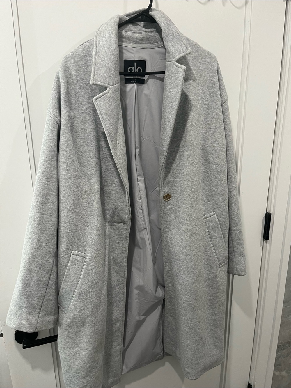 ALO Yoga Light Gray Single-Button Pea Coat